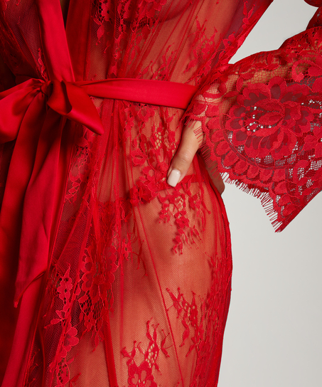 Kimono Allover Lace, Rød