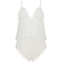 Chiffon plissé camisole-sett, Hvit