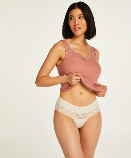 Hipster-string i bomull, Beige