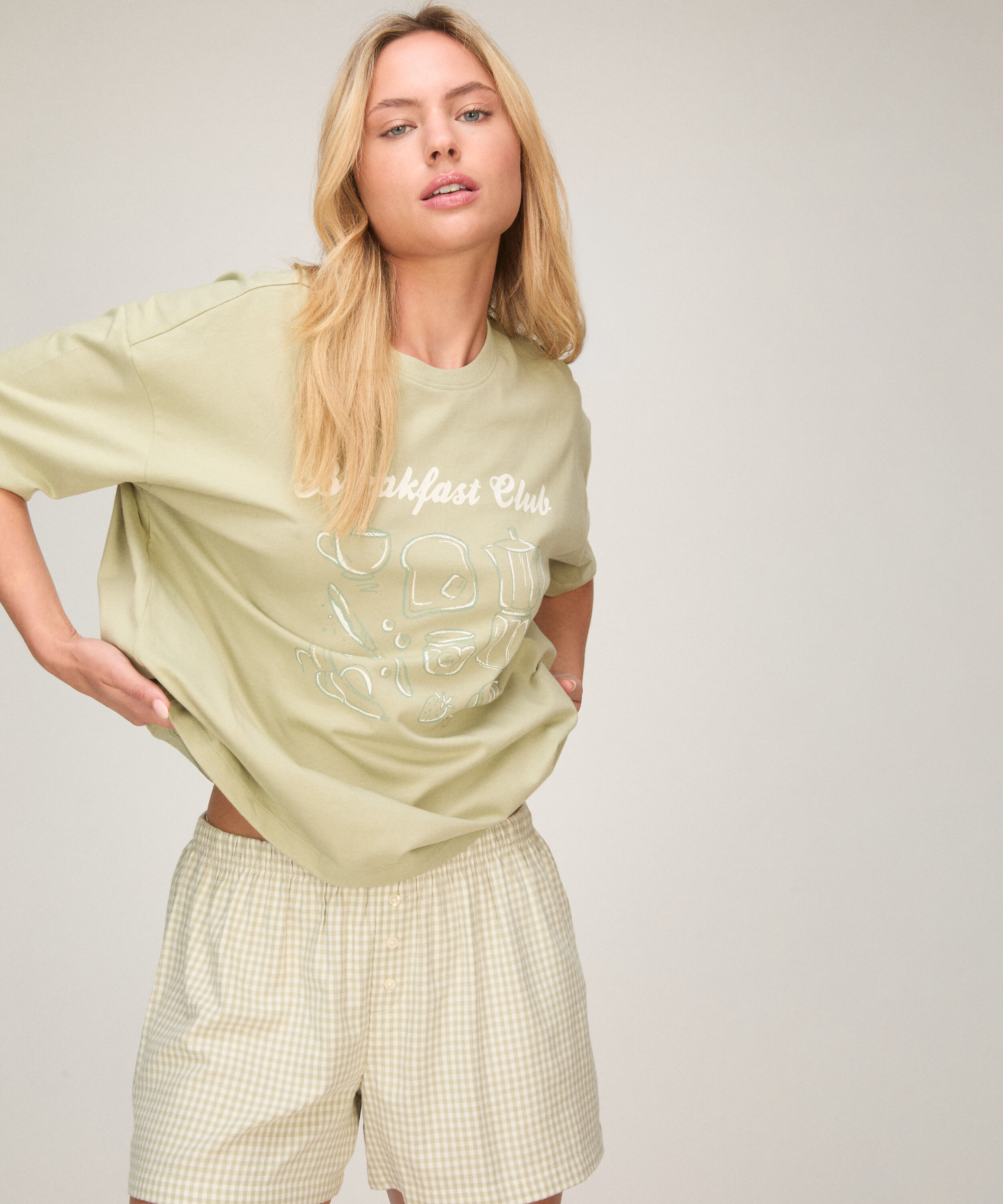 Pyjamassett med Shorts og T-skjorte, Grønn Pyjamassett med Shorts og T-skjorte, Grønn
