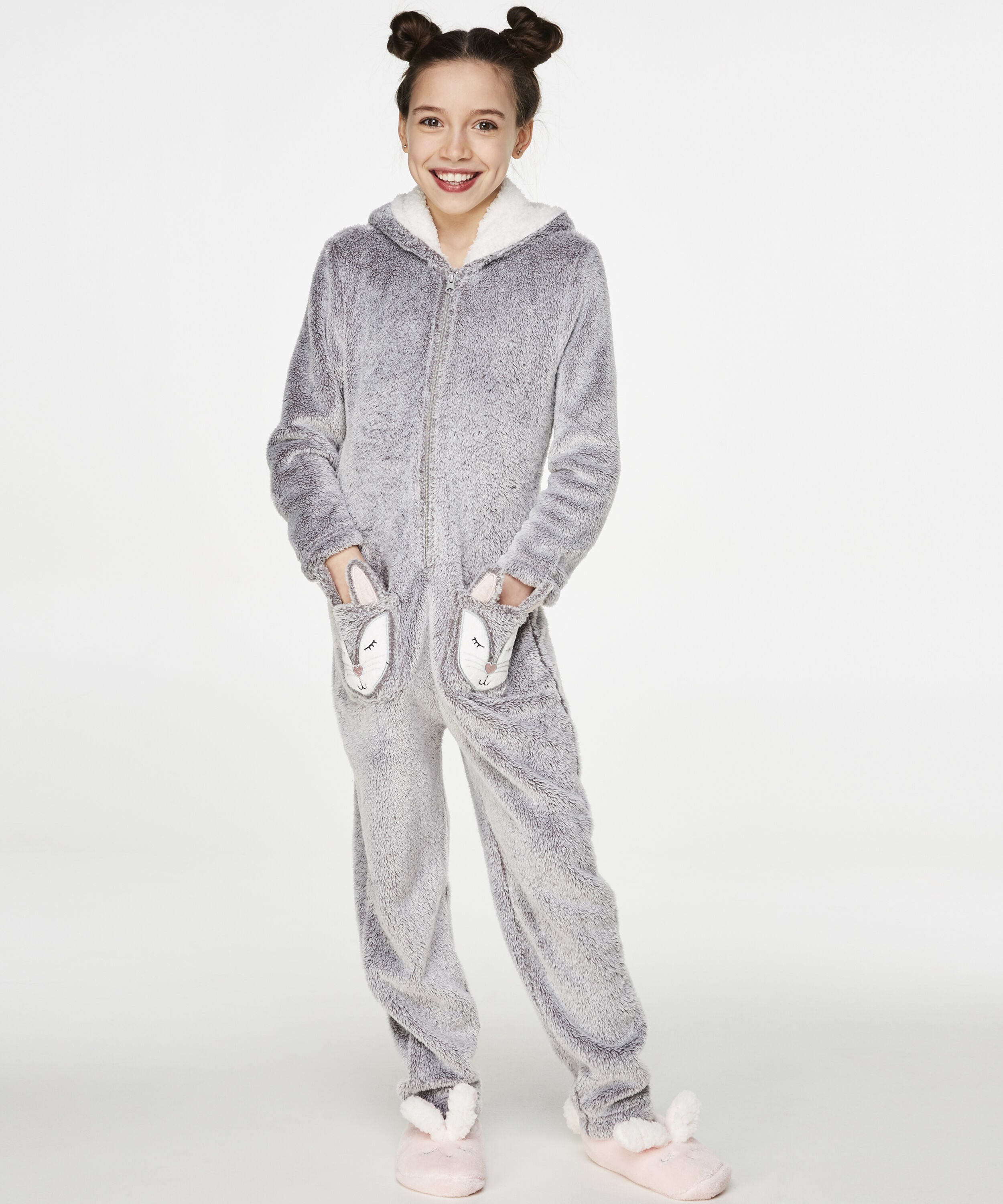 Fleece Onesie Teens, Grå