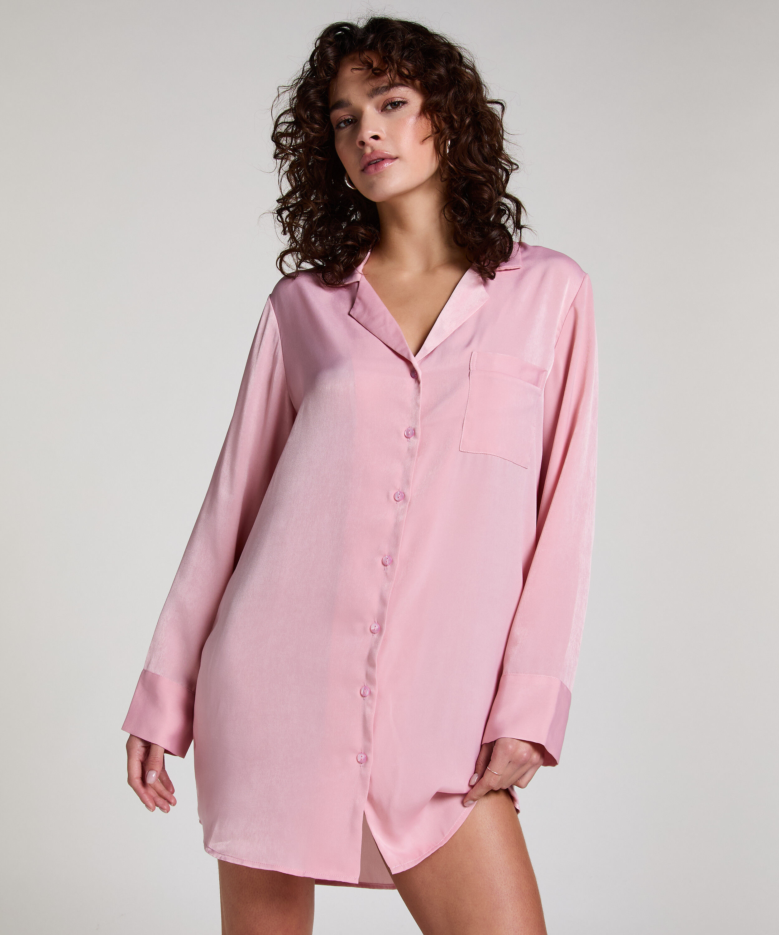 Nattskjorte Satin, Rosa