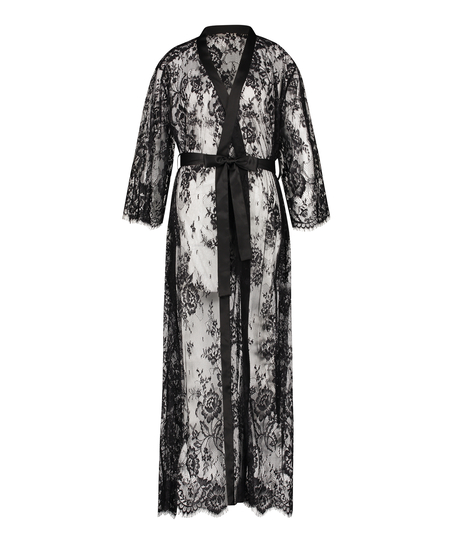 Kimono Allover Lace, Svart