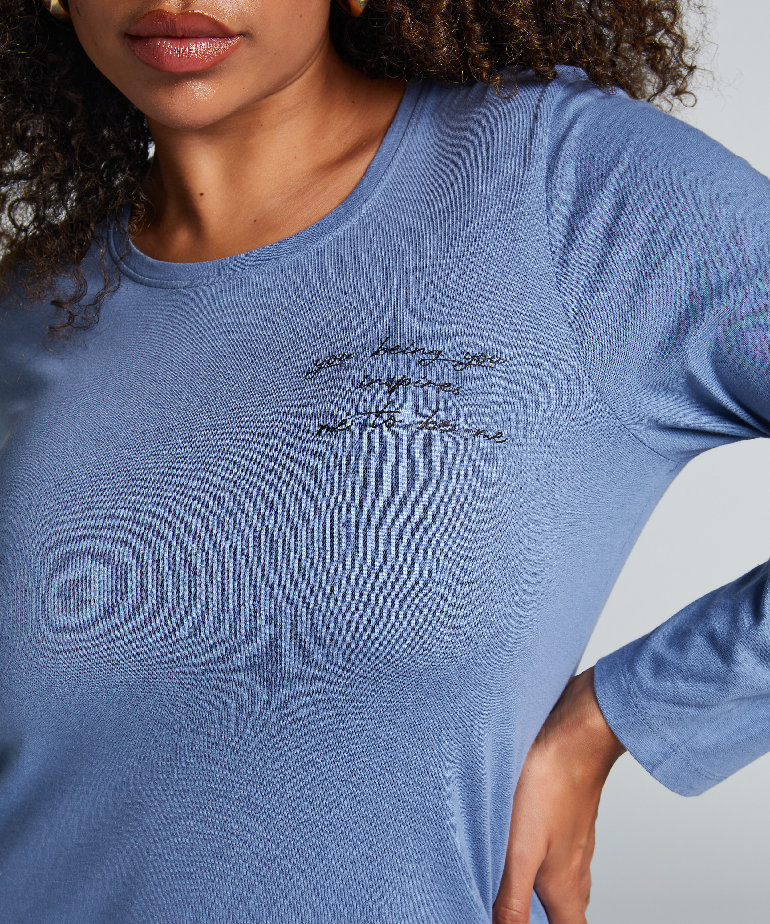 Nattskjorte med rund hals, Blå, main