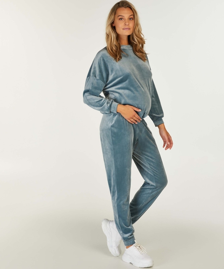 Velours mamma-joggebukse, Blå