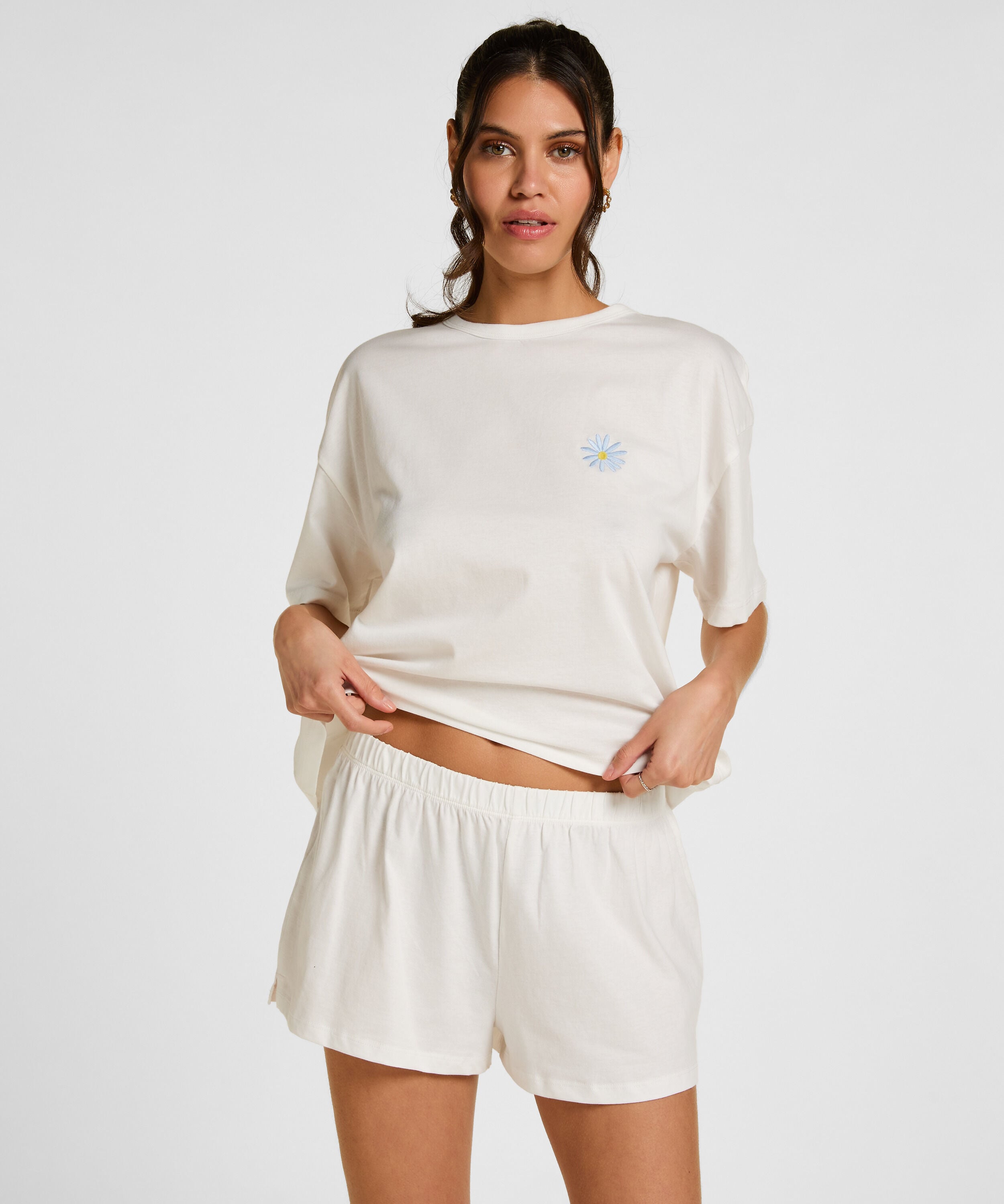 Pyjamasett i Bomull, Hvit