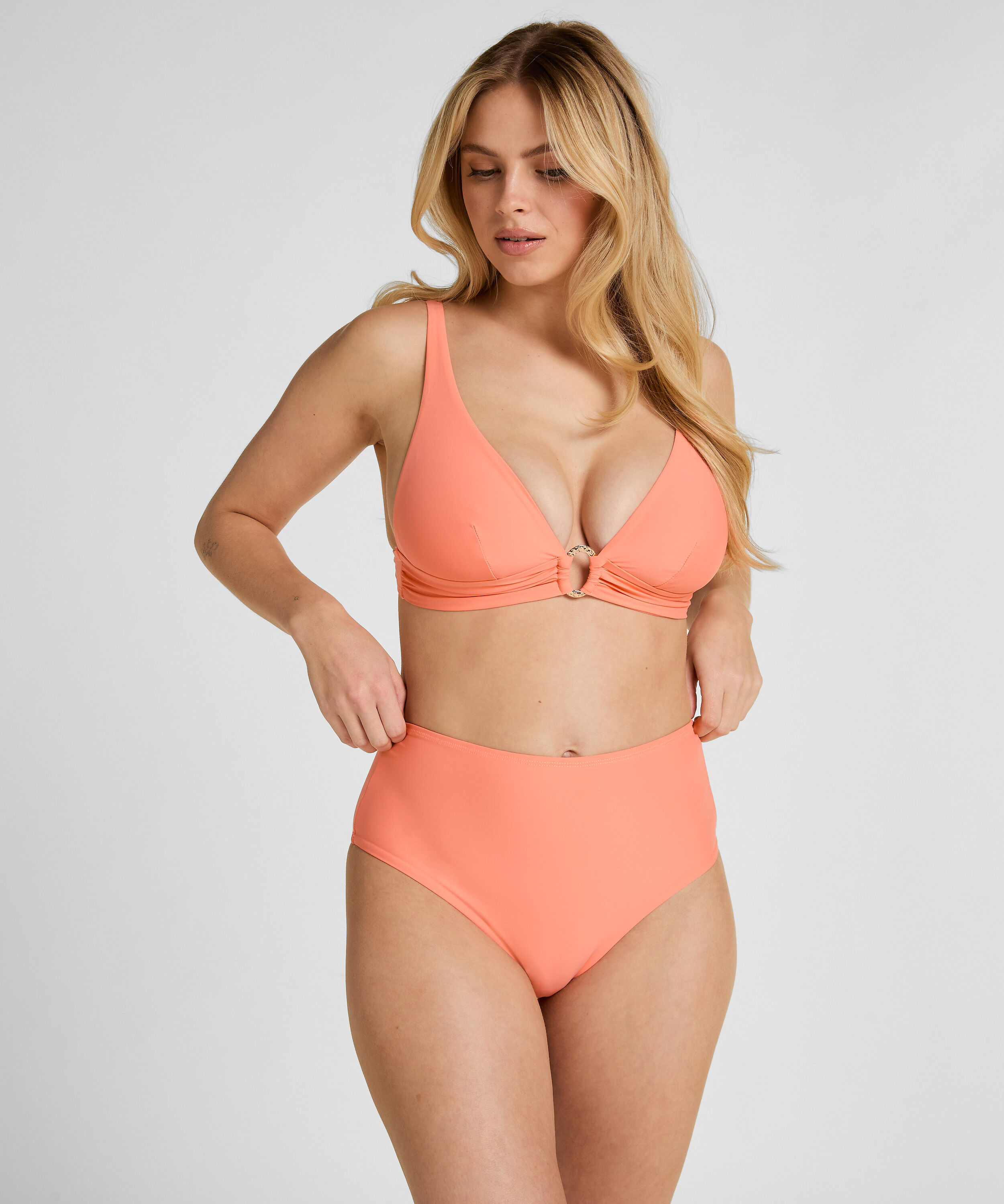 High-Waisted Formende Bikinibukse Luxe, Oransje
