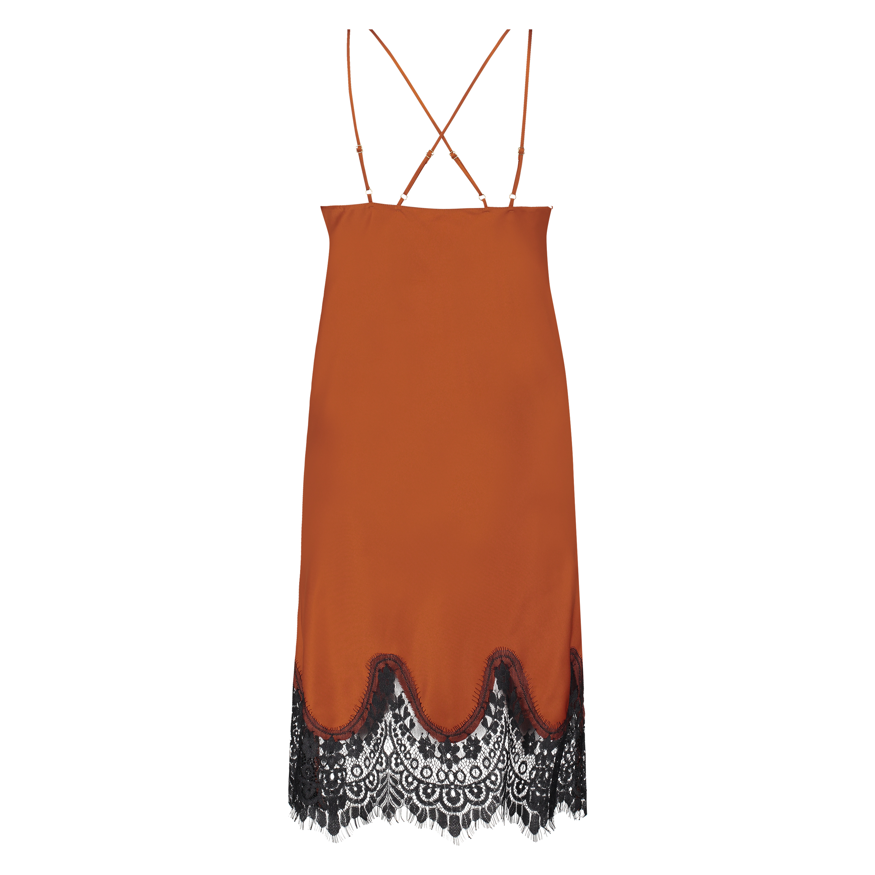 Lace Satin Slip Dress, Rød, main