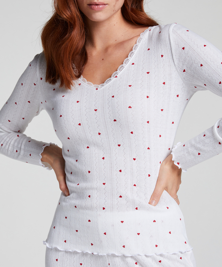 Pysjamatopp Pointelle, Hvit