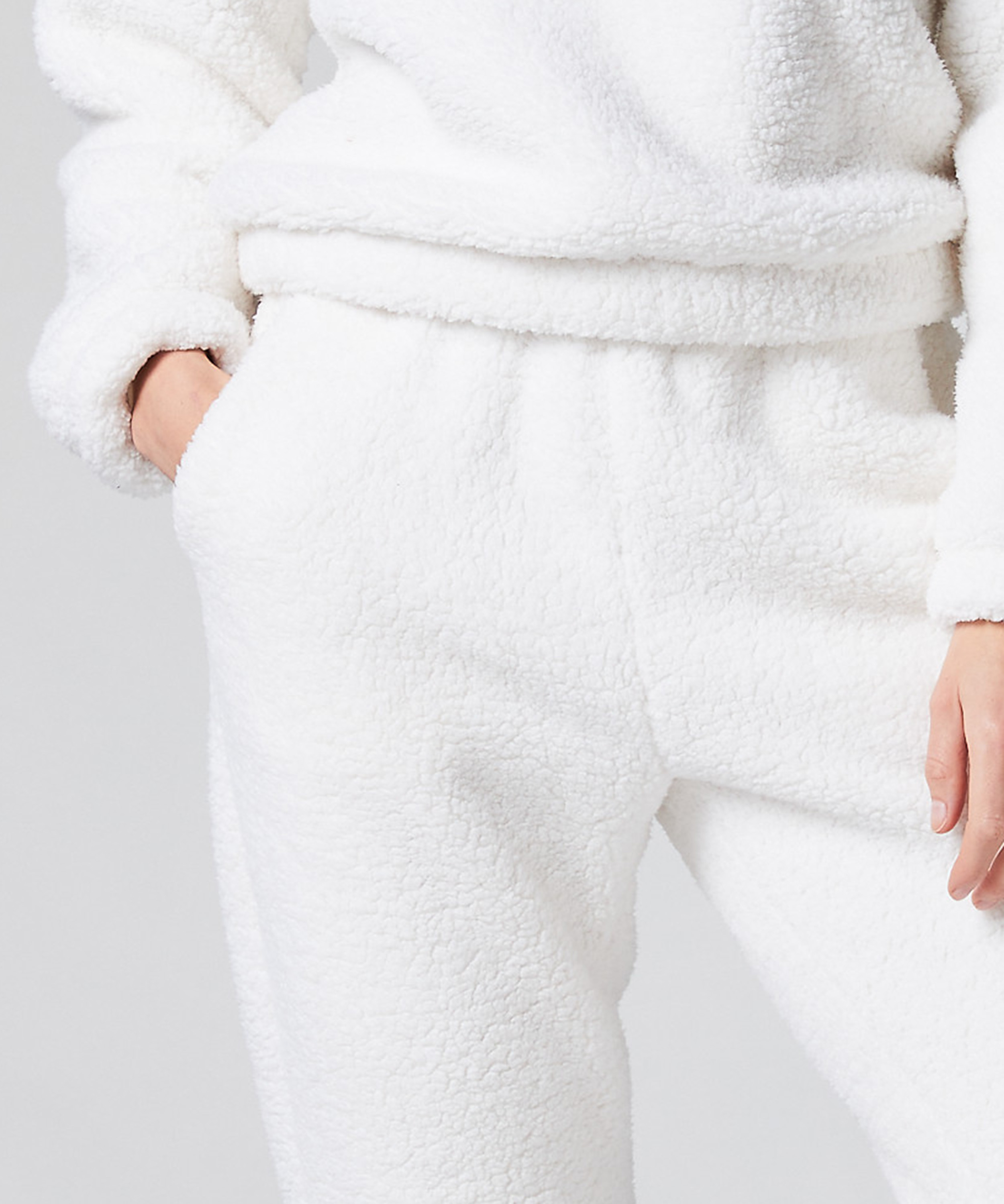 Fleece Snuggle joggebukse, Hvit, main