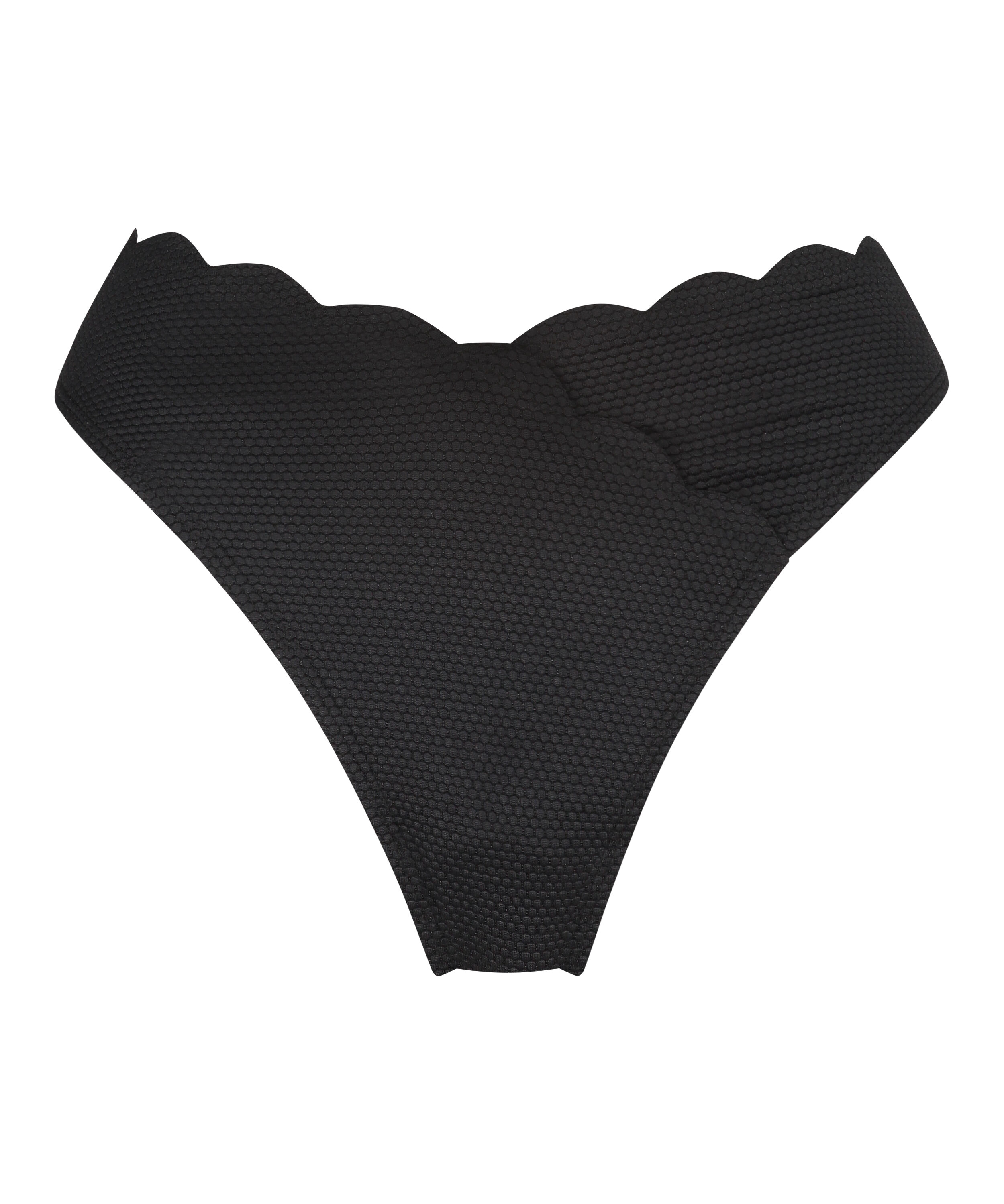 Høykuttet Bikini Underdel Scallop, Svart Høykuttet Bikini Underdel Scallop, Svart