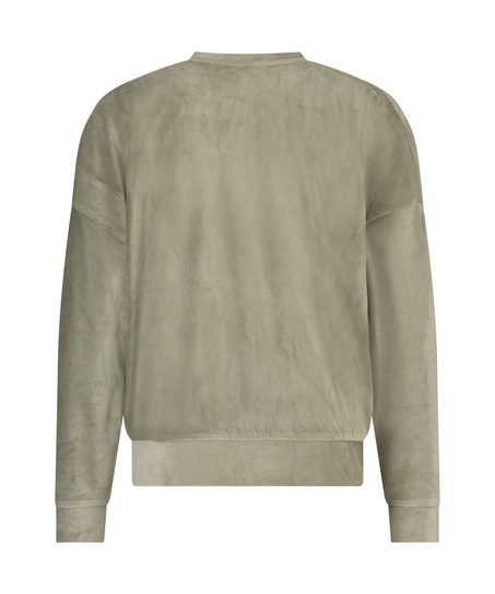 Fl&oslash;yelsrib-topp med lange ermer, Gr&oslash;nn