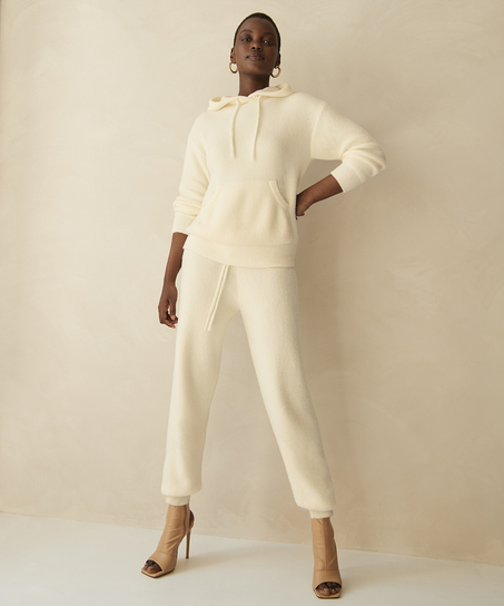 Premium Fluffy joggebukse, Hvit