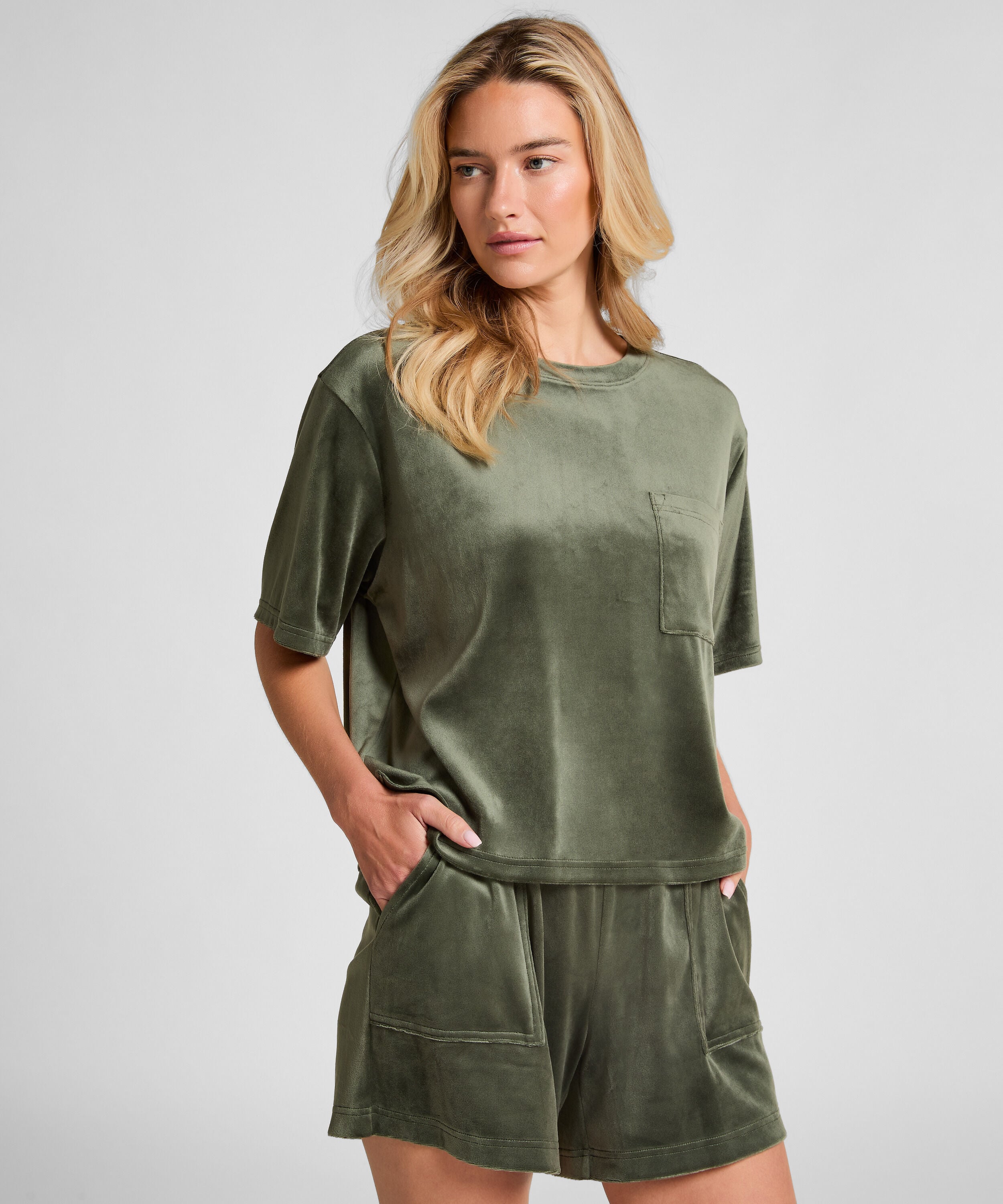 Velours Pocket shorts, Grønn