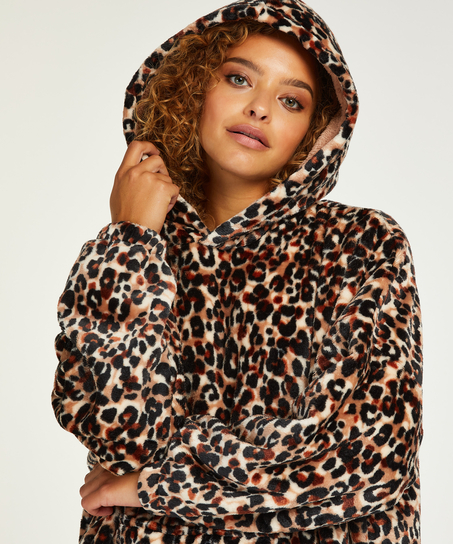 Flanellfleece Hoodie, Brun