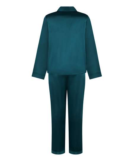 Pyjama Set Shiny Satin, Bl&aring;