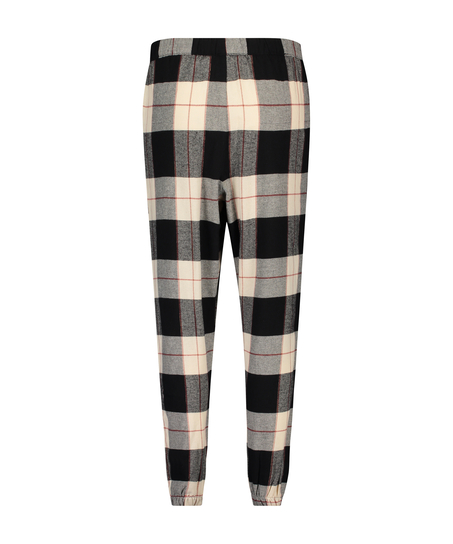Twill check petite pysjamasbukse, Svart