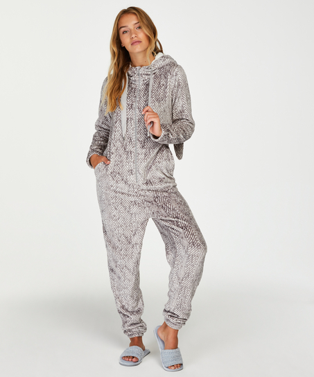 Onesie flanellfleece, Grå