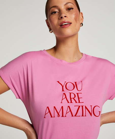 Nattskjorte med rund hals, Rosa