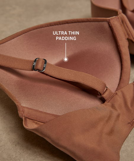 Polstret pushup-BH med bøyle Smooth, Brun