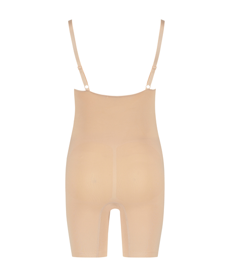 Sømløs forsterkende bodysuit med høye ben, Beige