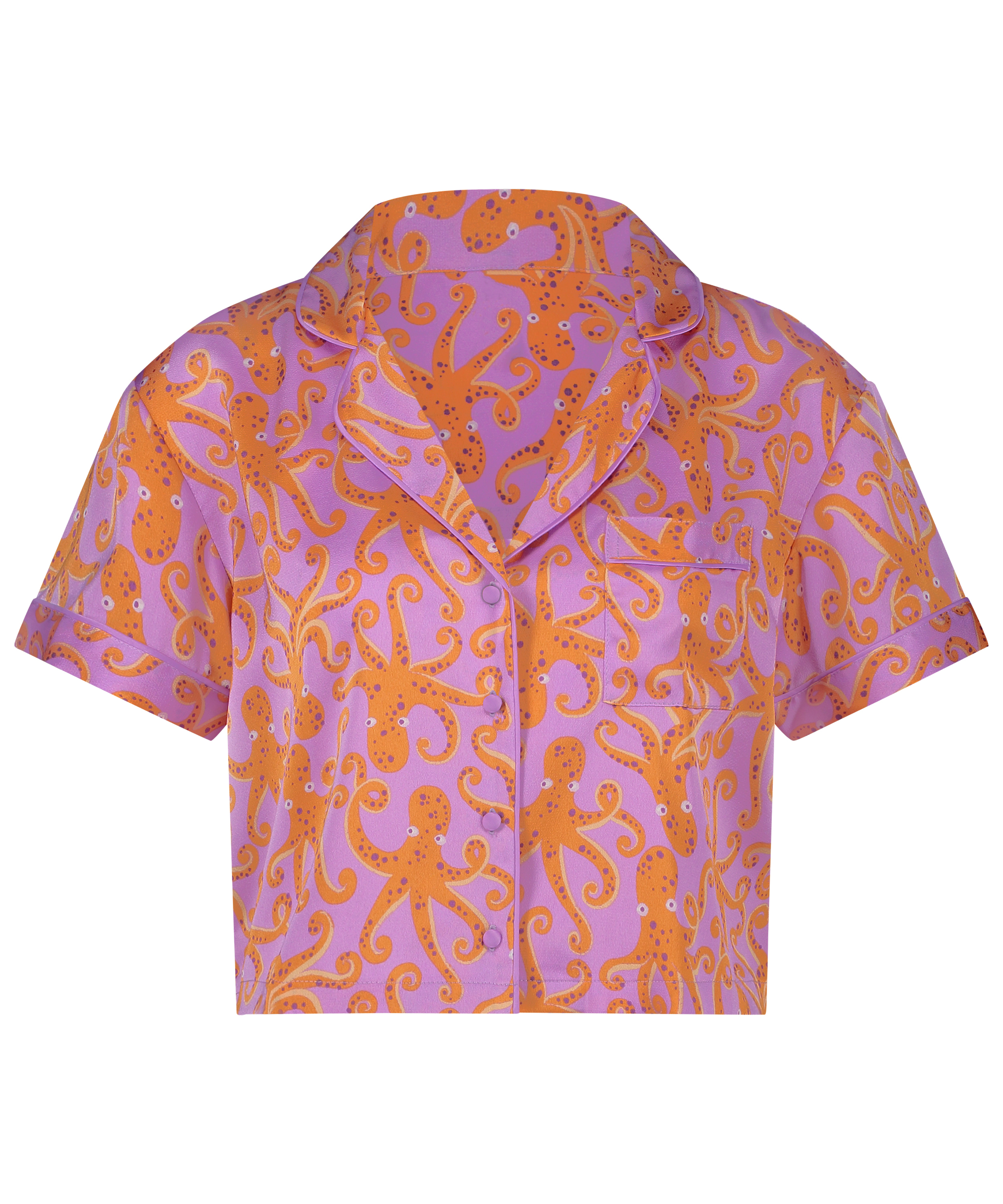 Kortermet jakke i sateng, Lilla, main