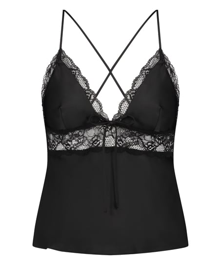 Cami-topp Satin Marcela, Svart
