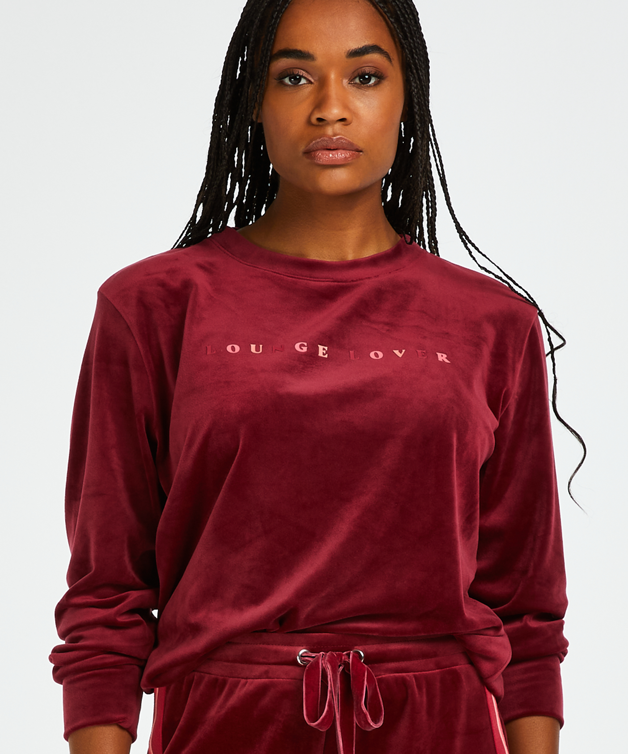 Langermet Velvet topp, R&oslash;d, main