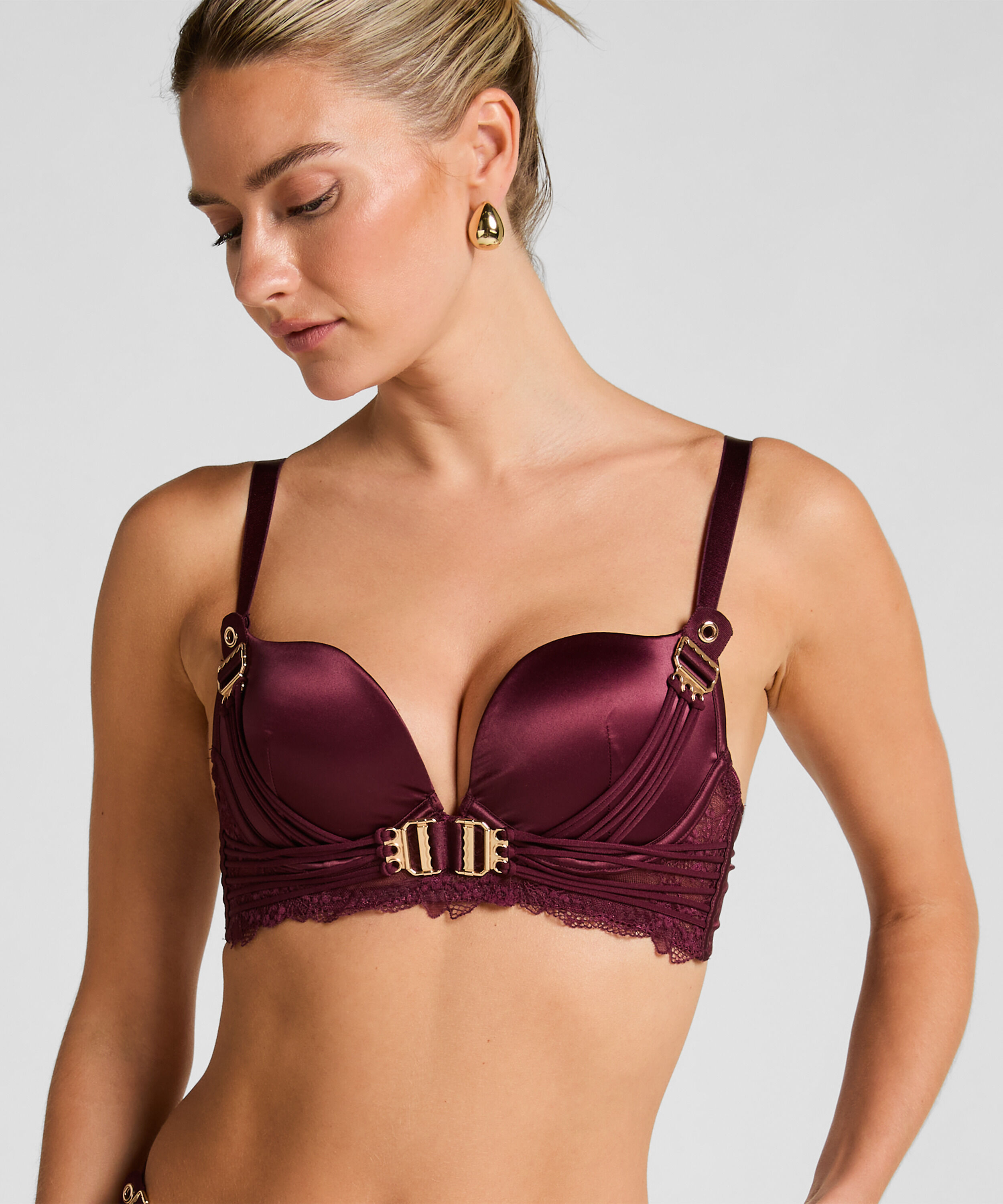 Vatterte longline push-up bøyle-bh Avela, Rød Vatterte longline push-up bøyle-bh Avela, Rød