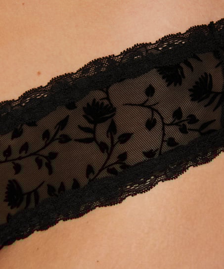 V-formet brasiliansk i mesh, Svart