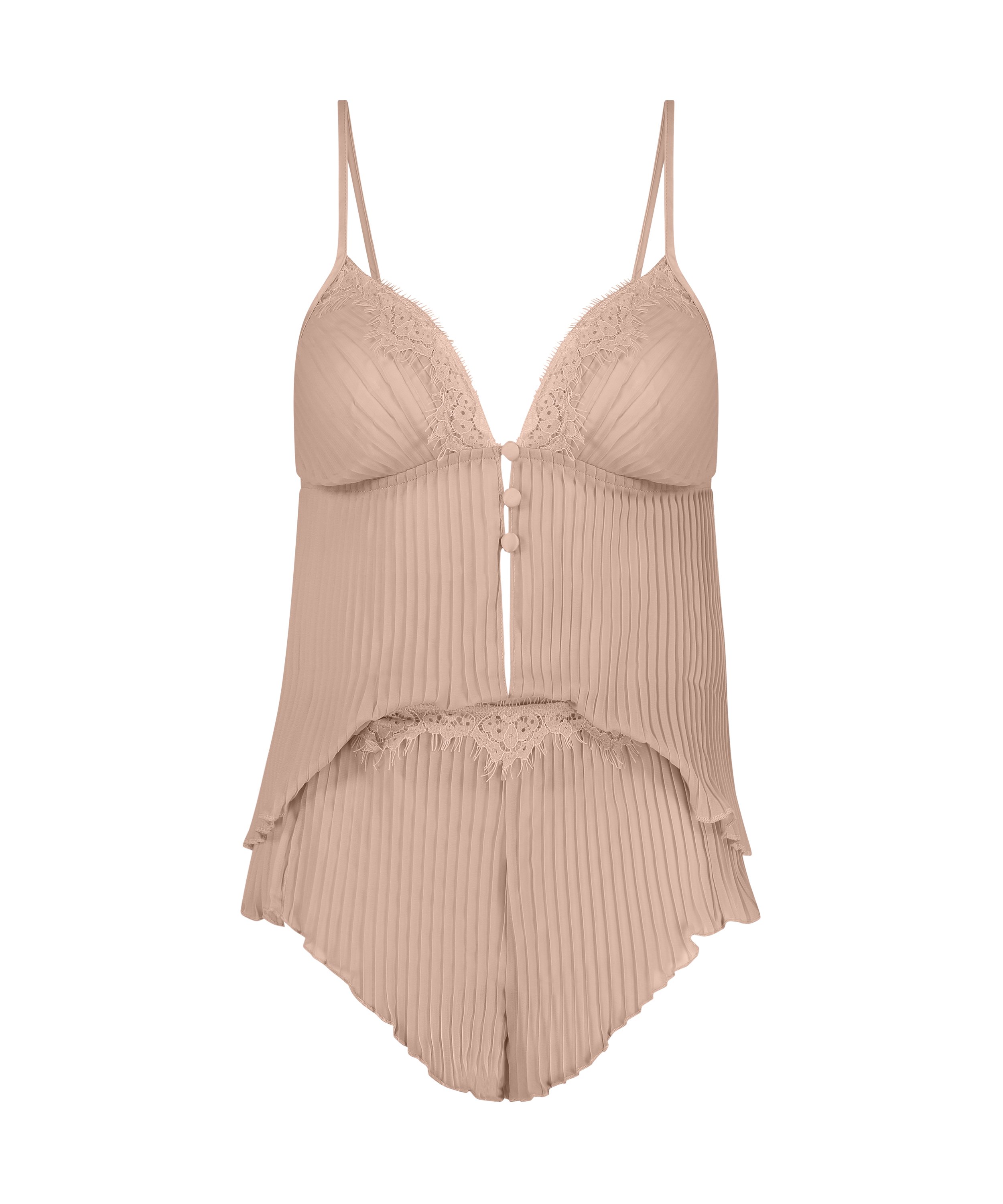 Chiffon plissé camisole-sett, Rosa, main