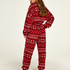 Fairisle flanellfleece onesie, Rød