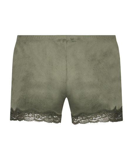 Velvet lace shorts, Gr&oslash;nn