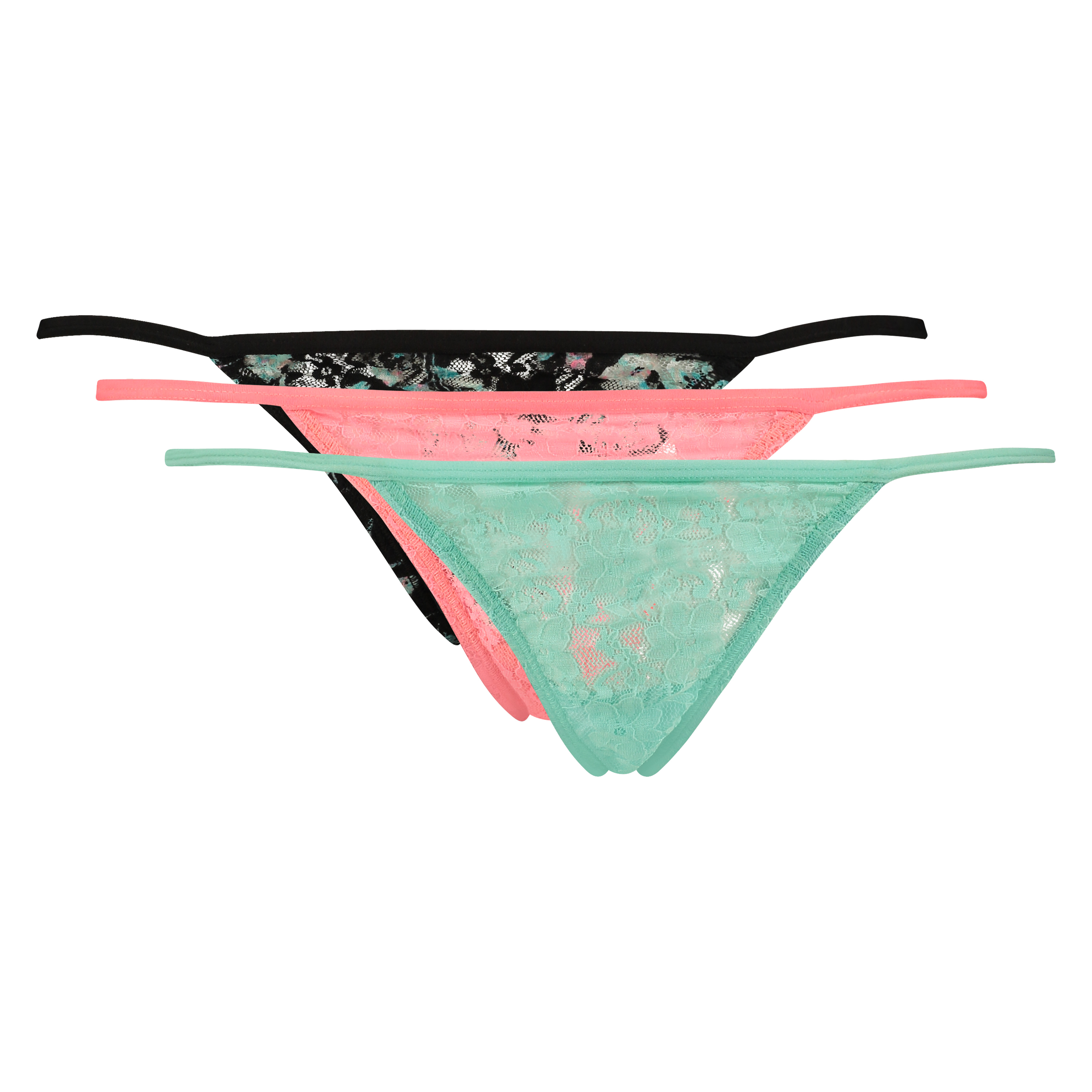 3-pack tangas lace, Blå, main