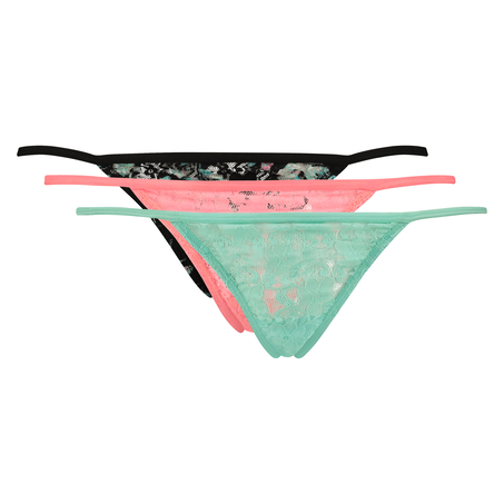 3-pack tangas lace, Blå