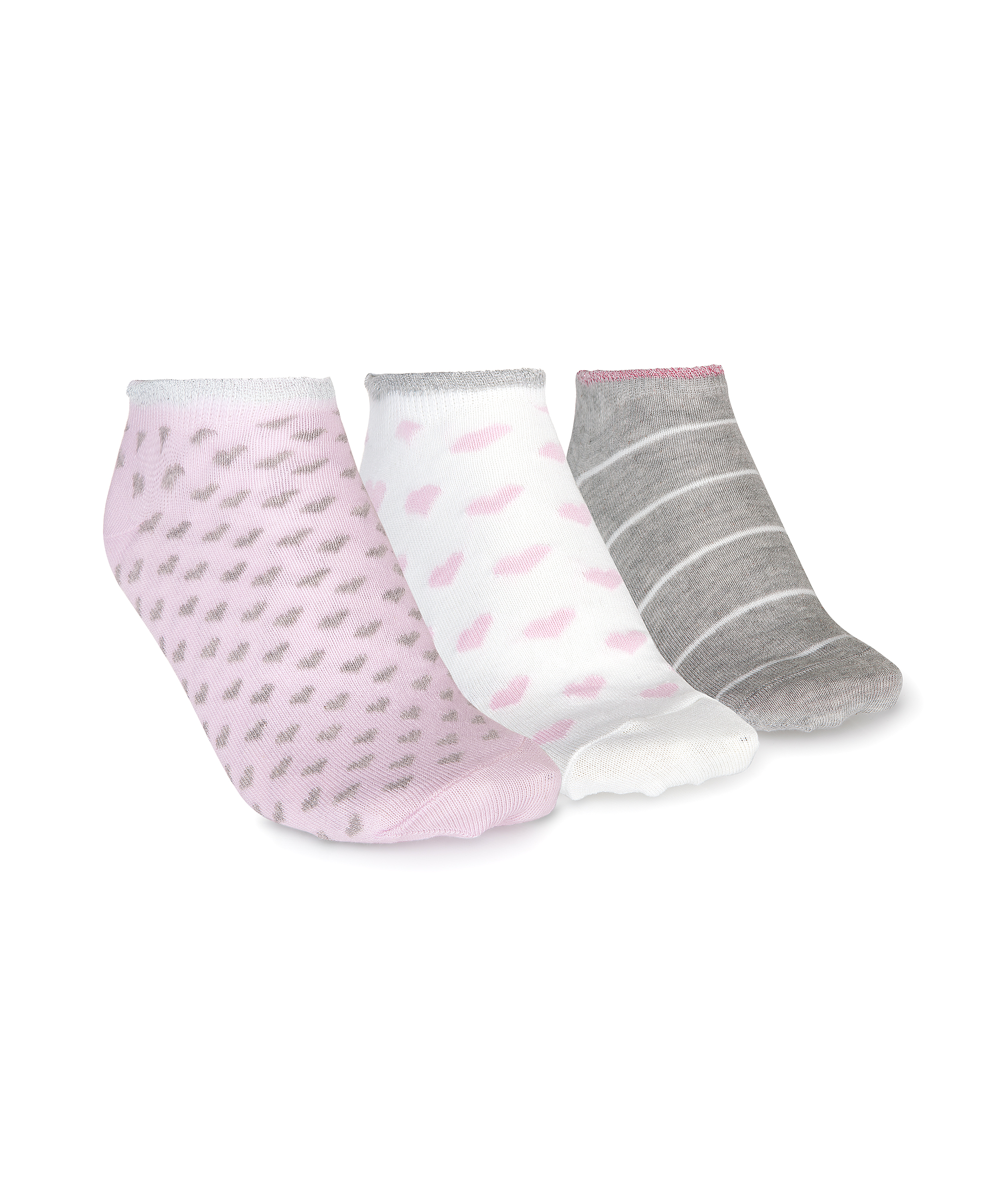 3-Pack Cotton Trainer Liners, Rosa, main