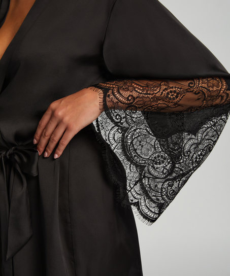 Lace satengkimono, Svart