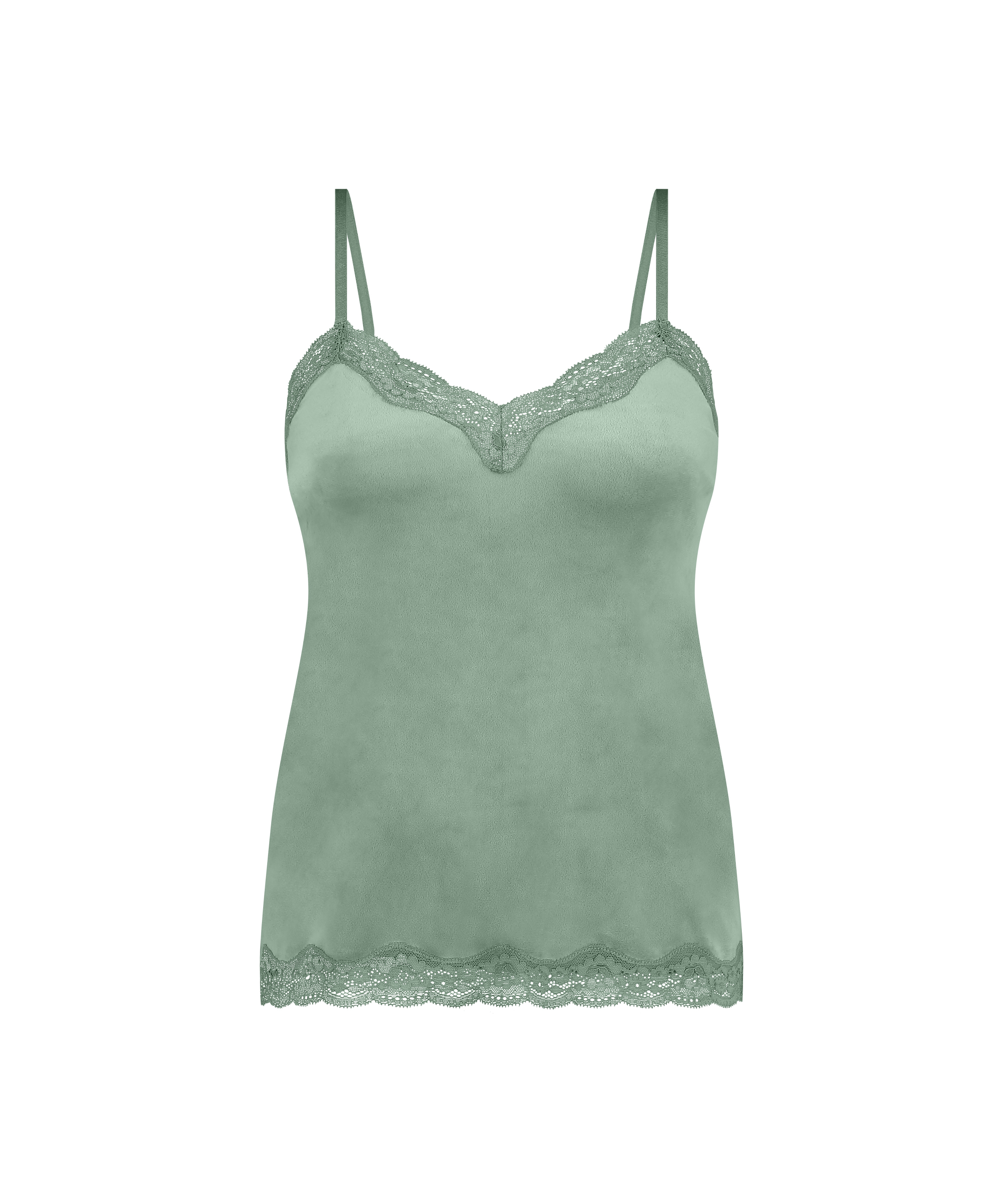 Cami-topp Velours Lace, Grønn, main