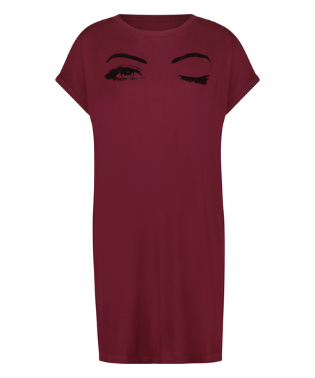 Nattskjorte med rund hals, R&oslash;d