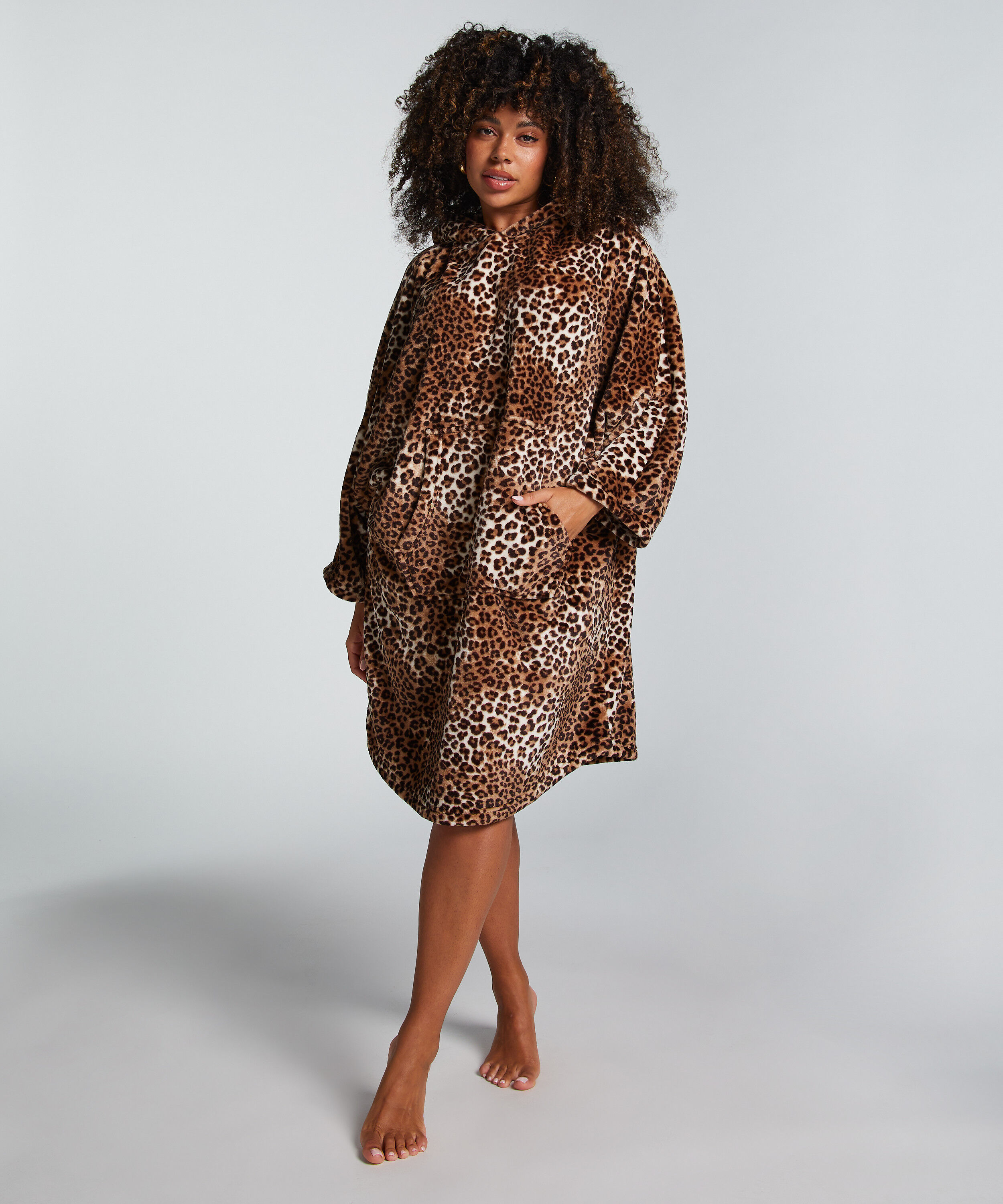 Flanellfleece Hoodie, Beige