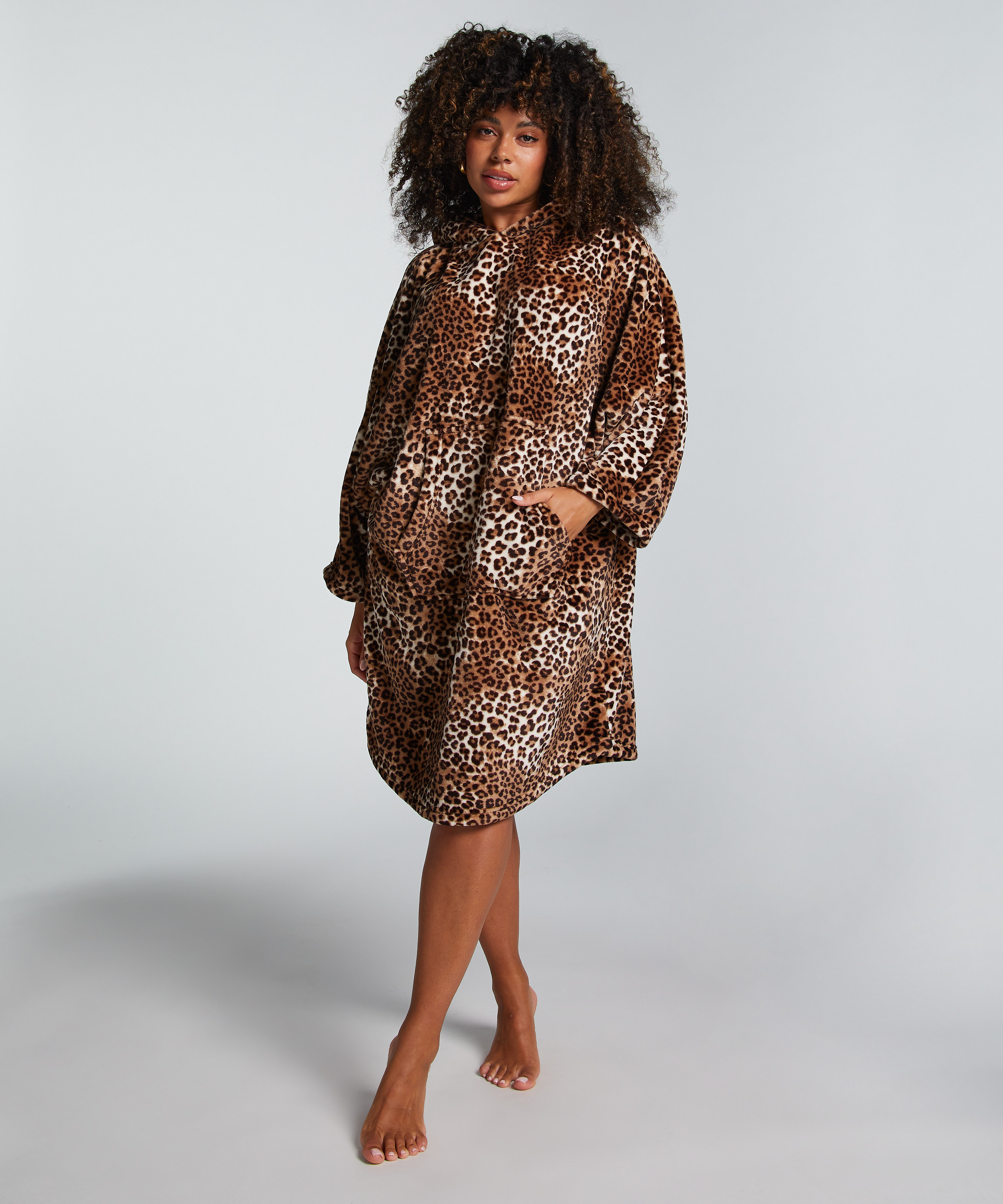 Flanellfleece Hoodie, Beige, main