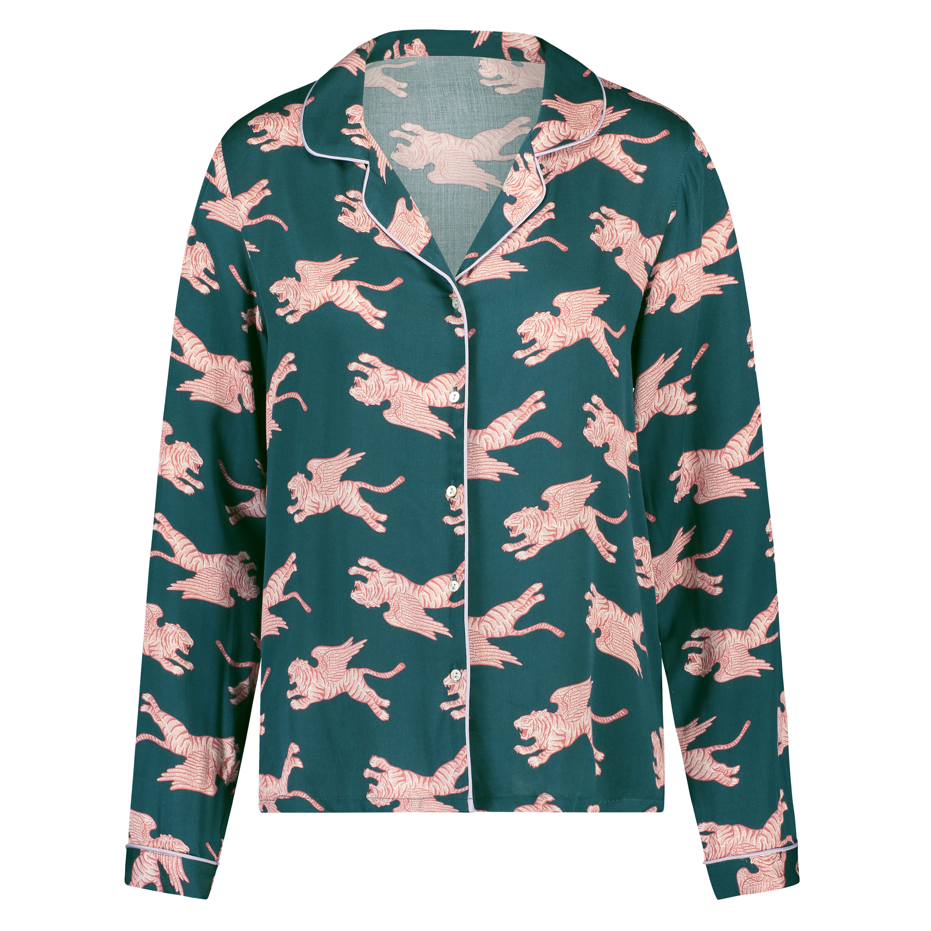 Woven pyjamasjakke lange ermer, Bl&aring;, main