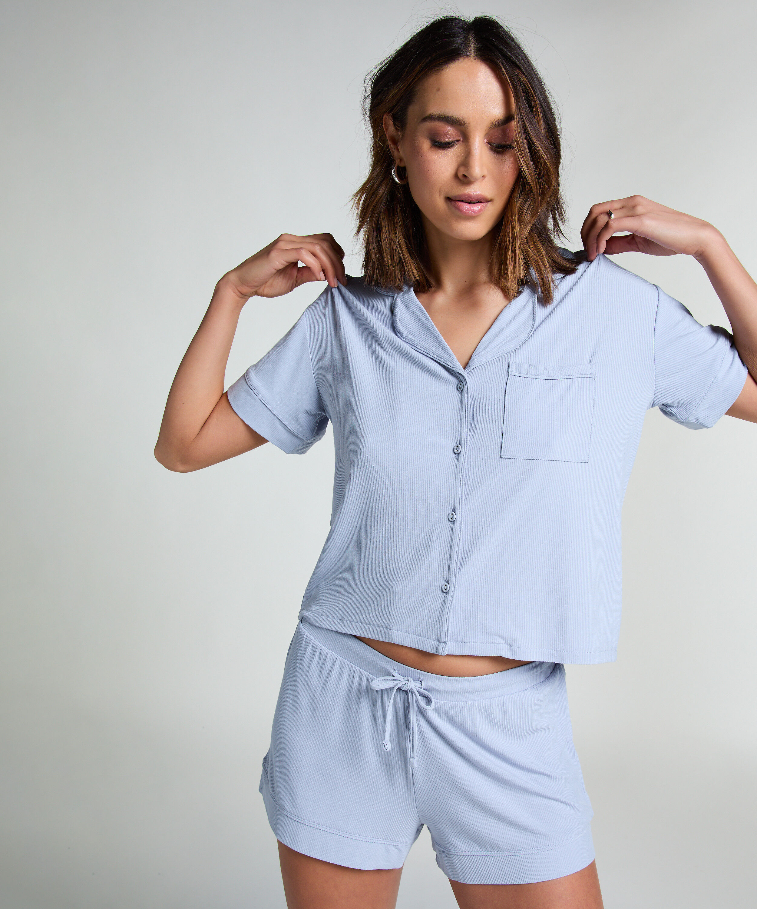 Essential kortermet jakke i jerseystoff, Blå