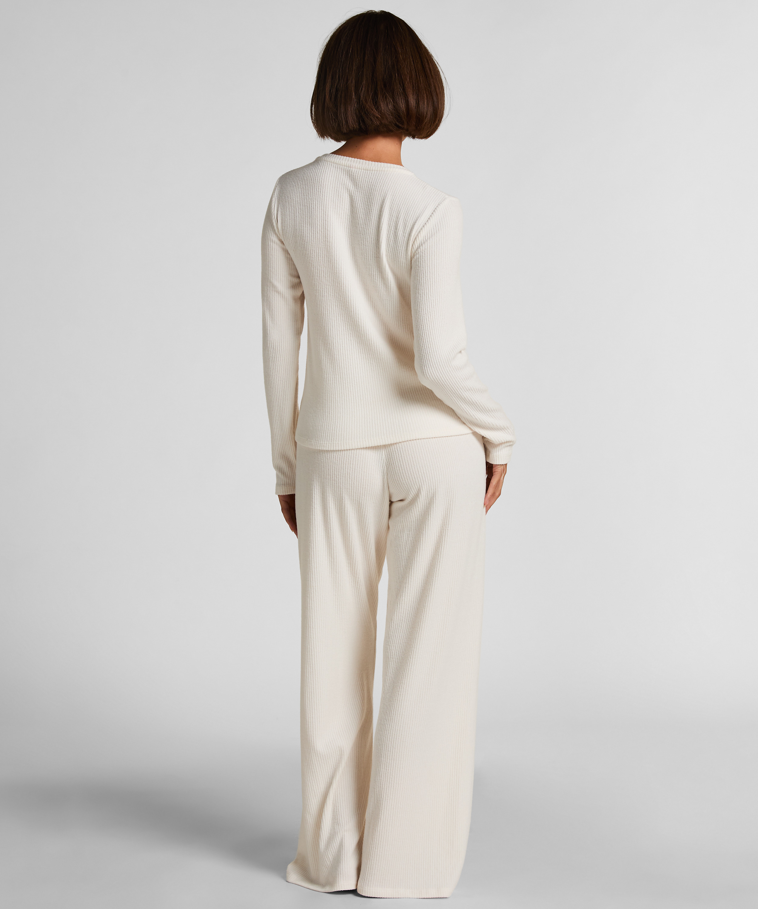 Ribbestrikket Jersey Cardigan, Hvit, main