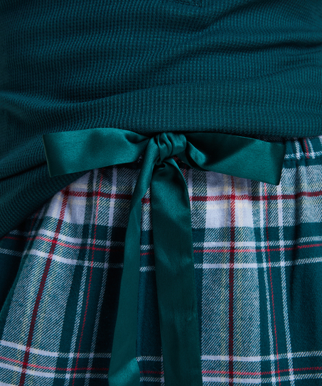 Twill check pysjamasbukse, Bl&aring;