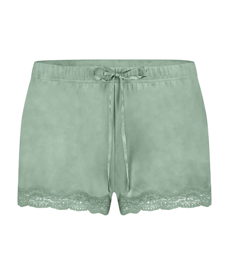 Velvet lace shorts, Gr&oslash;nn