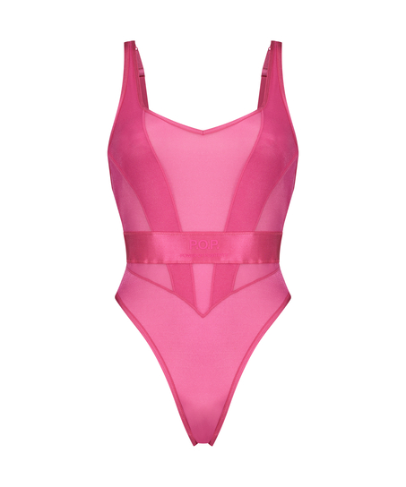 Body med høy skjæring Glossy, Rosa