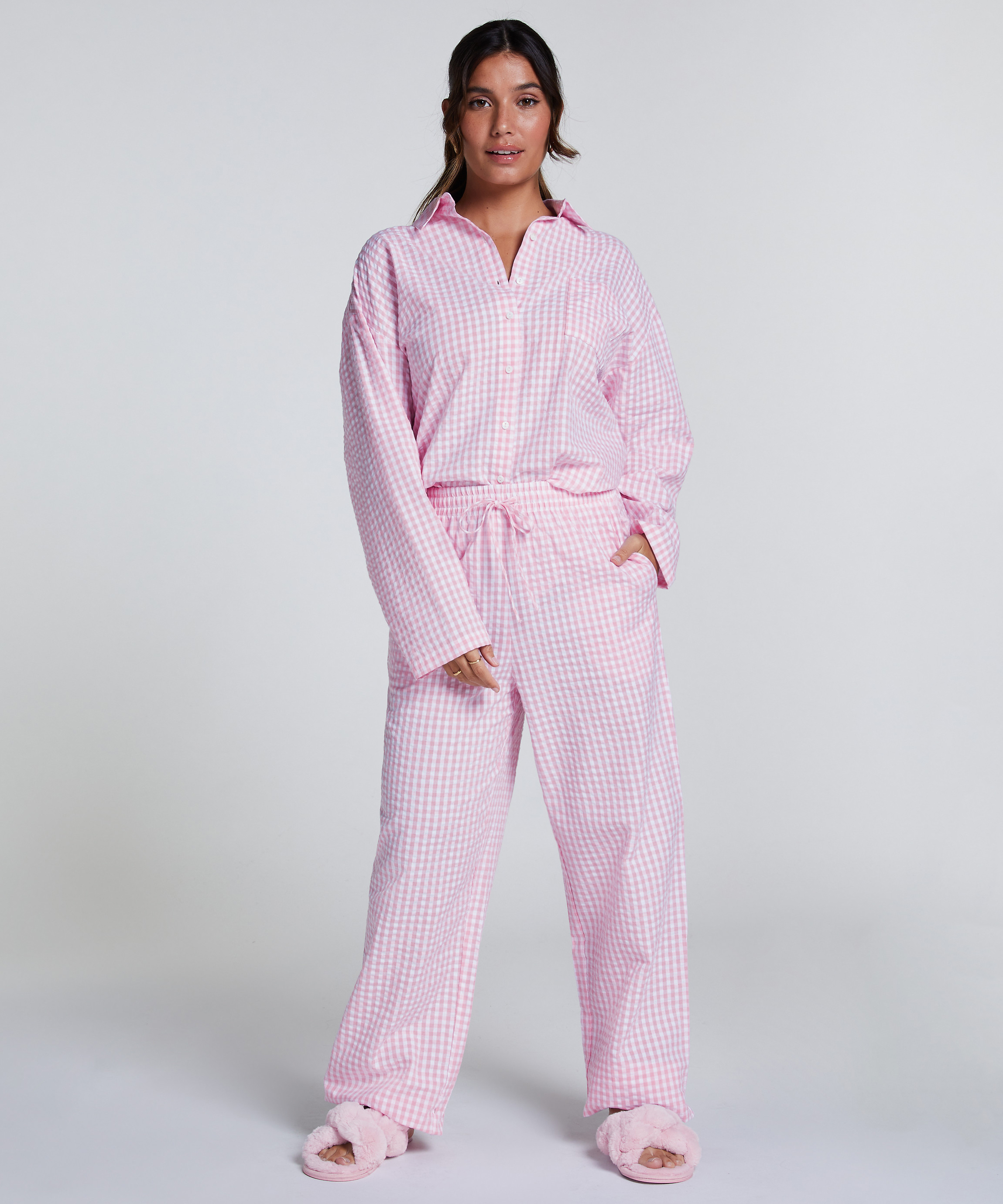 Pyjamabukserr bomull, Rosa, main