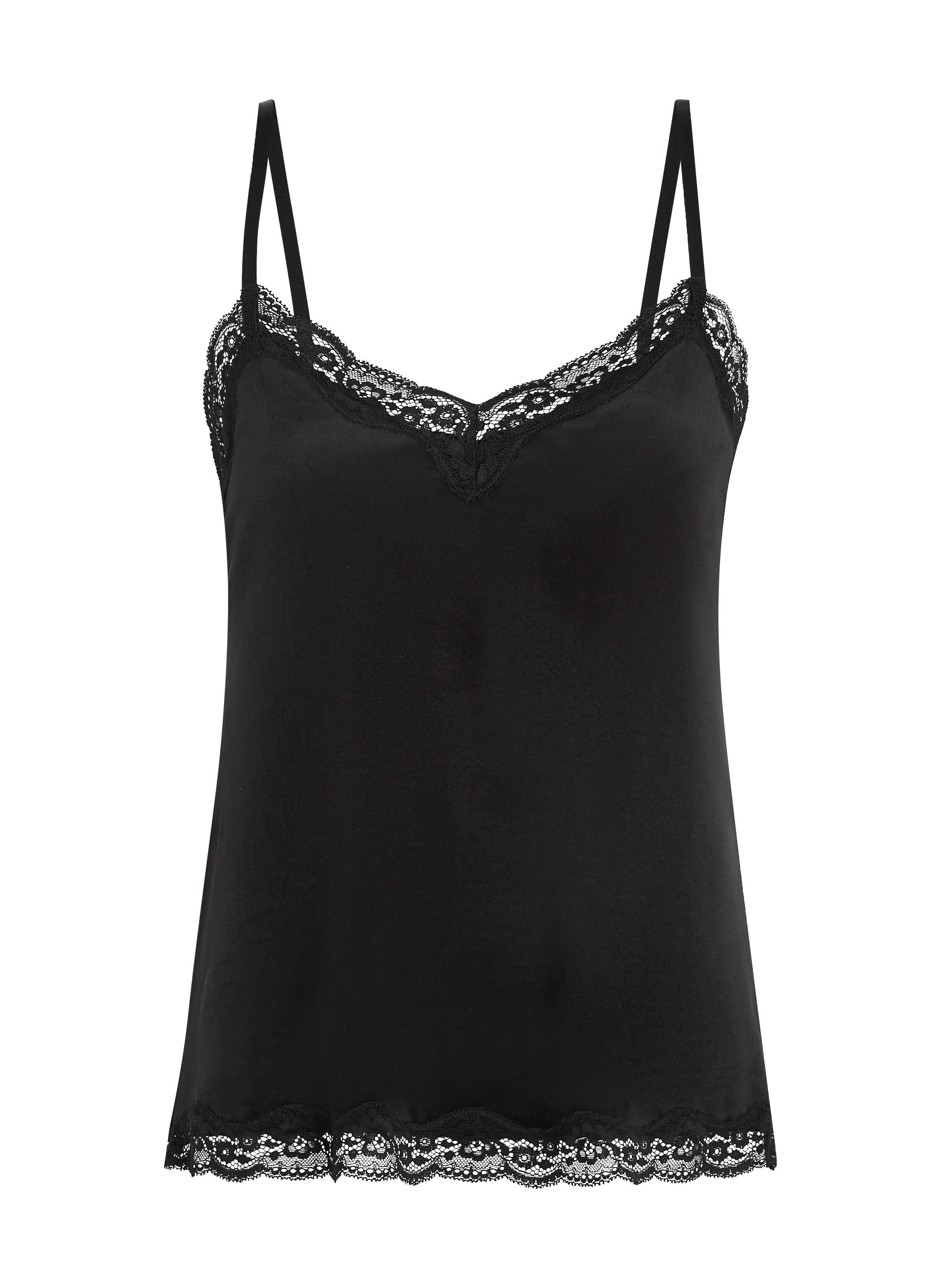 Cami-topp Velours Lace, Svart