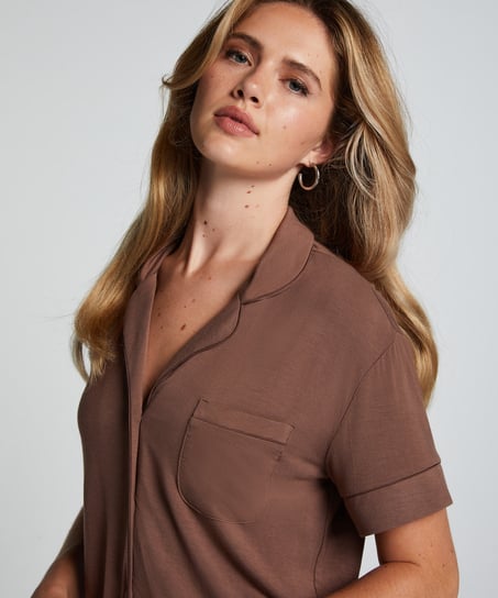 Essential kortermet jakke i jerseystoff, Brun